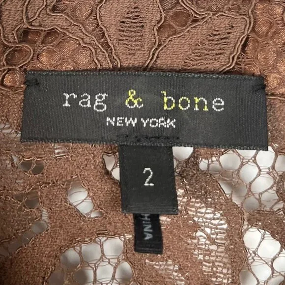 Rag & Bone Yvette Lace Button Down Shirt in Mocha Size 2 - Picture 4 of 4